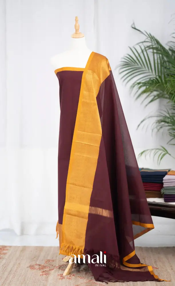 Swara Unstitched Salwar - Dark Maroon and Mustard Yellow salwar